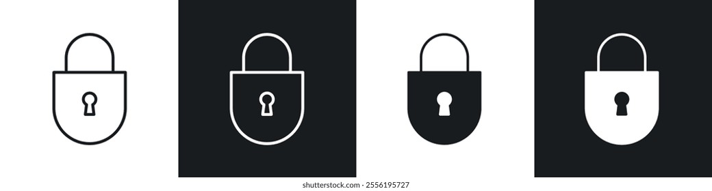 Lock closed linear icon set for app, and web design.