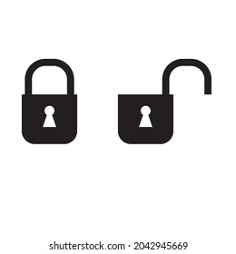 The lock is closed and the lock is open. Symbol, icon.Simple black image on a white background.