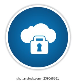 Lock Cloud computing icon on blue button,clean vector