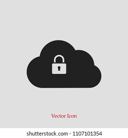 lock cloud icon, stock vector illustration flat design