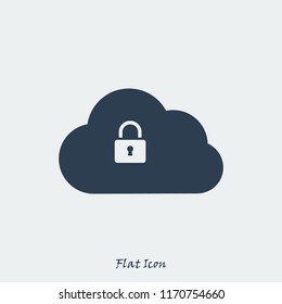 lock cloud icon, stock vector illustration flat design