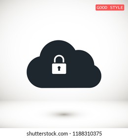 lock cloud icon, stock vector illustration flat design