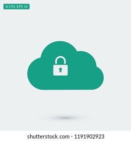 lock cloud icon, stock vector illustration flat design