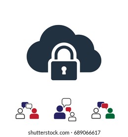 Lock Cloud Icon, Stock Vector Illustration Flat Design