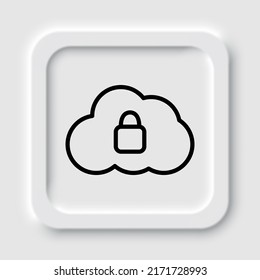 Lock, cloud simple icon vector. Flat design. Neumorphism design.ai