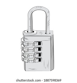 lock with code on white background