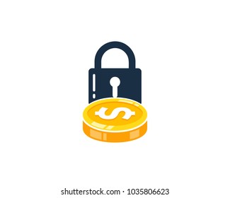 Lock Coin Icon Logo Design Element