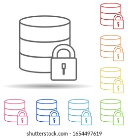 Lock in coins in multi color style icon. Simple thin line, outline vector of virus antivirus icons for ui and ux, website or mobile application