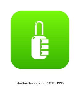 Lock combination icon green vector isolated on white background