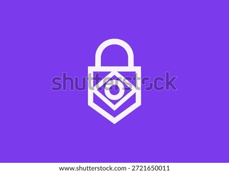 A lock combined with an eye in line style, representing security, privacy, protection, vigilance, and trusted access