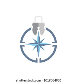 Lock Compass Logo Icon Design
