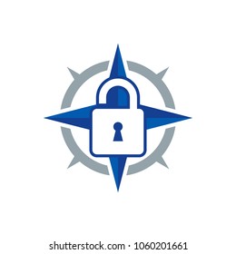 Lock Compass Logo Icon Design