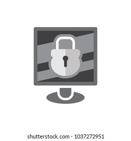 Lock Computer Logo Icon Design