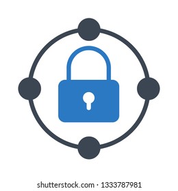lock connection glyph double color icon