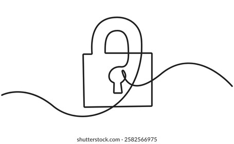 lock continuous one line drawing minimalist single line art