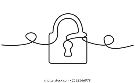 lock continuous one line drawing minimalist single line art