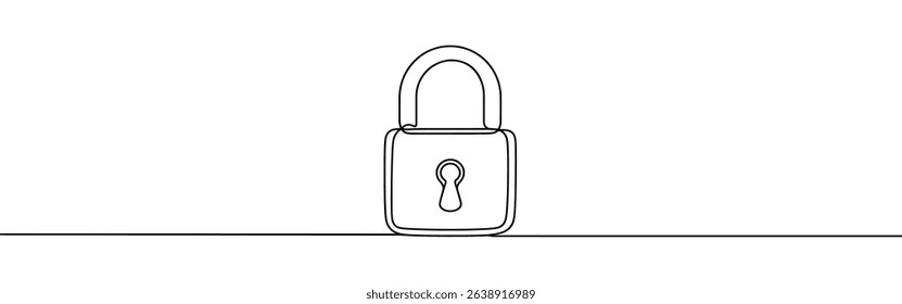 Lock continuous one line drawing. Security sign in simple linear style. Vector illustration.