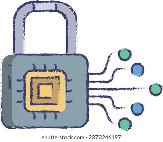 Lock cpu hand drawn vector illustration