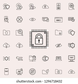 lock in CPU icon. Virus Antivirus icons universal set for web and mobile