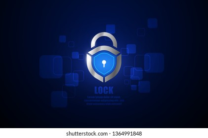 Lock creative symbol concept. Cyber security system, access control, protection abstract business. Close padlock, secure shield,  vector illustration eps10