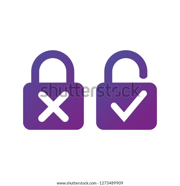 Lock Cross Check Mark Lock Unlock Stock Vector (royalty Free 