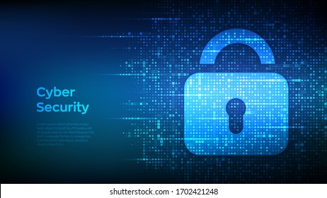 Lock. Cyber security. Padlock With Keyhole icon made with binary code. Protect and Security or Safe concept. Illustrates cyber data security or information privacy idea. Vector Illustration.