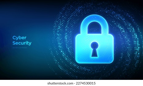 Lock. Cyber security. Padlock With Keyhole icon. Protect and Security or Safe concept. Information privacy idea. Binary code Data Flow. Virtual tunnel warp made with digital code. Vector illustration. svg