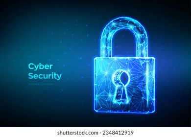 Lock. Cyber security. Padlock With Keyhole icon. Protect and Security or Safe concept. Illustrates cyber data security or information privacy idea. Low polygonal vector Illustration.