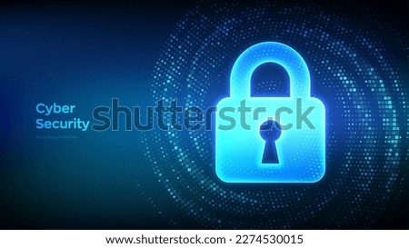 Lock. Cyber security. Padlock With Keyhole icon. Protect and Security or Safe concept. Information privacy idea. Binary code Data Flow. Virtual tunnel warp made with digital code. Vector illustration.
