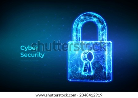 Lock. Cyber security. Padlock With Keyhole icon. Protect and Security or Safe concept. Illustrates cyber data security or information privacy idea. Low polygonal vector Illustration.