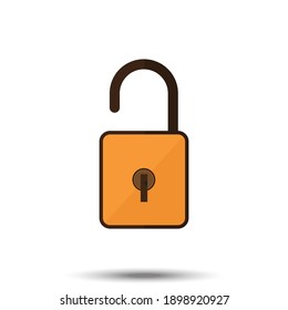 Lock in dark yellow with brown keyhole in white background