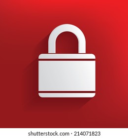 Lock design on red background,clean vector