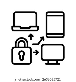 Ilustração do vetor da linha do ícone do dispositivo de bloqueio