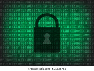 Lock with digital decimal number background 