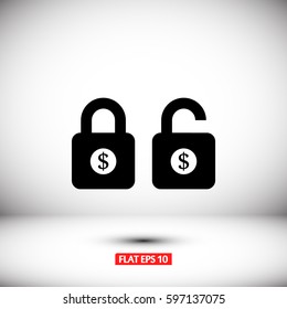 Lock dollar  icon