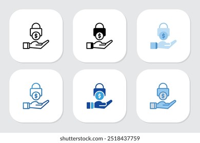 lock dollar icons with various design styles