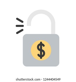 lock with dollar sign, finance or business flat design icon.