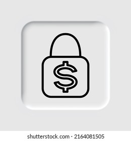 Lock, dollar simple icon vector. Flat design. Neumorphism design.ai