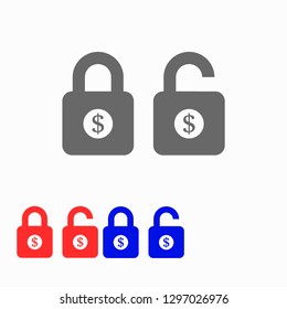 Lock dollar  vector icon 