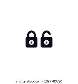 Lock dollar vector icon, Flat design