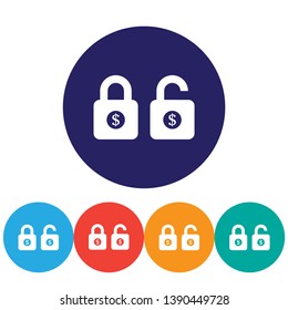 Lock dollar  vector icon  , lorem ipsum Flat design