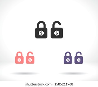 Lock dollar vector icon , lorem ipsum Flat design