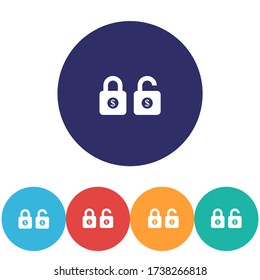 Lock dollar vector icon , lorem ipsum Flat design