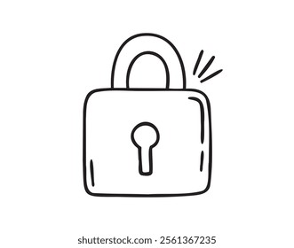 lock doodle hand drawn icon. Outline drawing line clipart symbol. Vector illustration