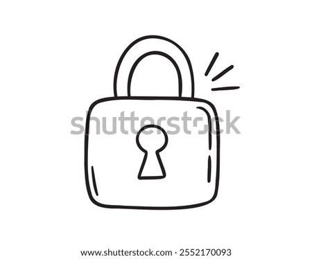 lock doodle hand drawn icon. Outline drawing line clipart symbol. Vector illustration