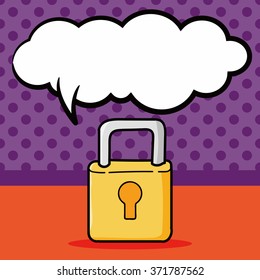 lock doodle, speech bubble