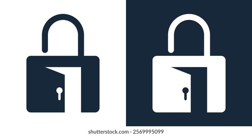 LOCK AND DOOR icon, stock vector illustration abstract vector logo