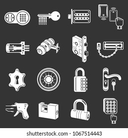 Lock door types icons set vector white isolated on grey background 