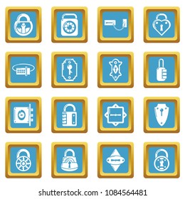 Lock door types icons set vector sapphirine square isolated on white background 