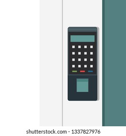 Lock door vector. Finger scan door. wallpaper. free space for text. background. copy space.